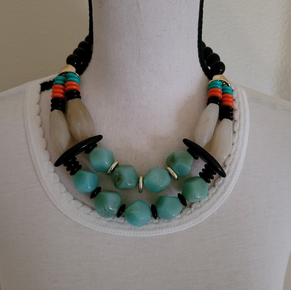 Geometric Beaded Layered Necklace